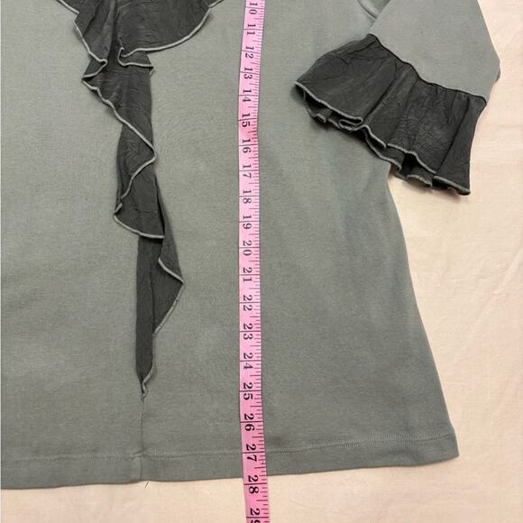 Soft Surroundings Women’s Sage Green Ruffle Trim Shirt Size 2X - Picture 3 of 6